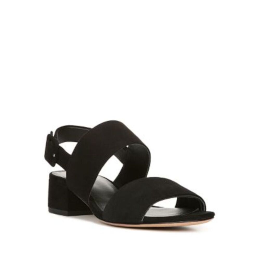 VINCE. Womens Black Taye Round Toe Block Heel Leather Slingback Sandal 5.5 M